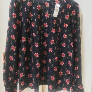 NWT Loft navy and pink floral top